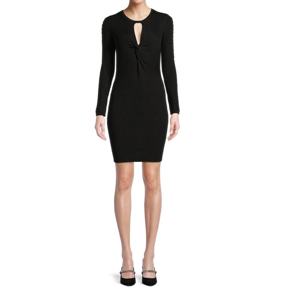 Keyhole Twist Front Sweater Dress - Picture 1 of 5